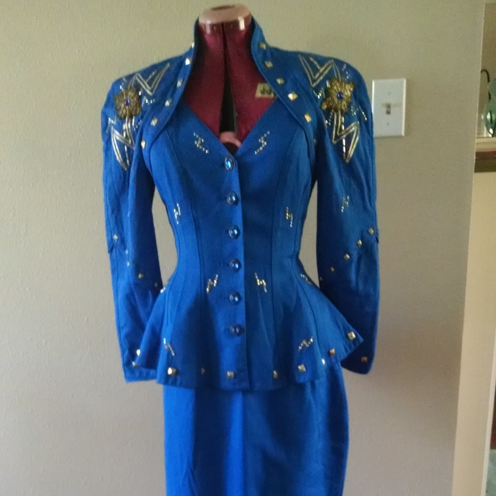 J Harris blue party top and skirt size 8